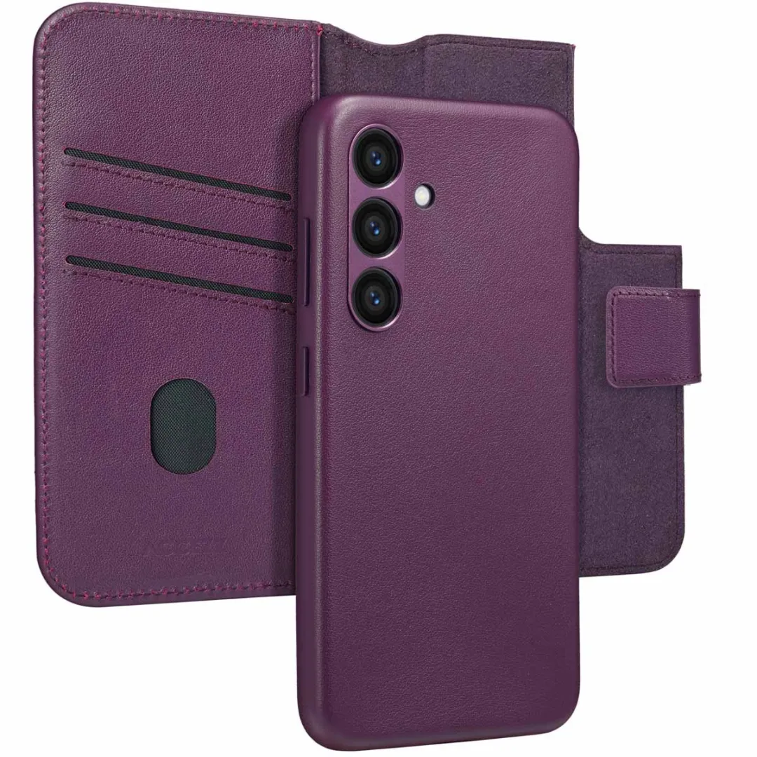 Accezz Galaxy S24 Leather Bookcase Hoesje - 3 Pasjes - Paars