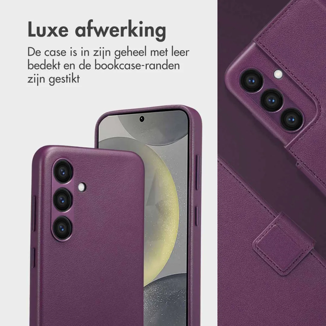 Accezz Galaxy S24 Leather Bookcase Hoesje - 3 Pasjes - Paars