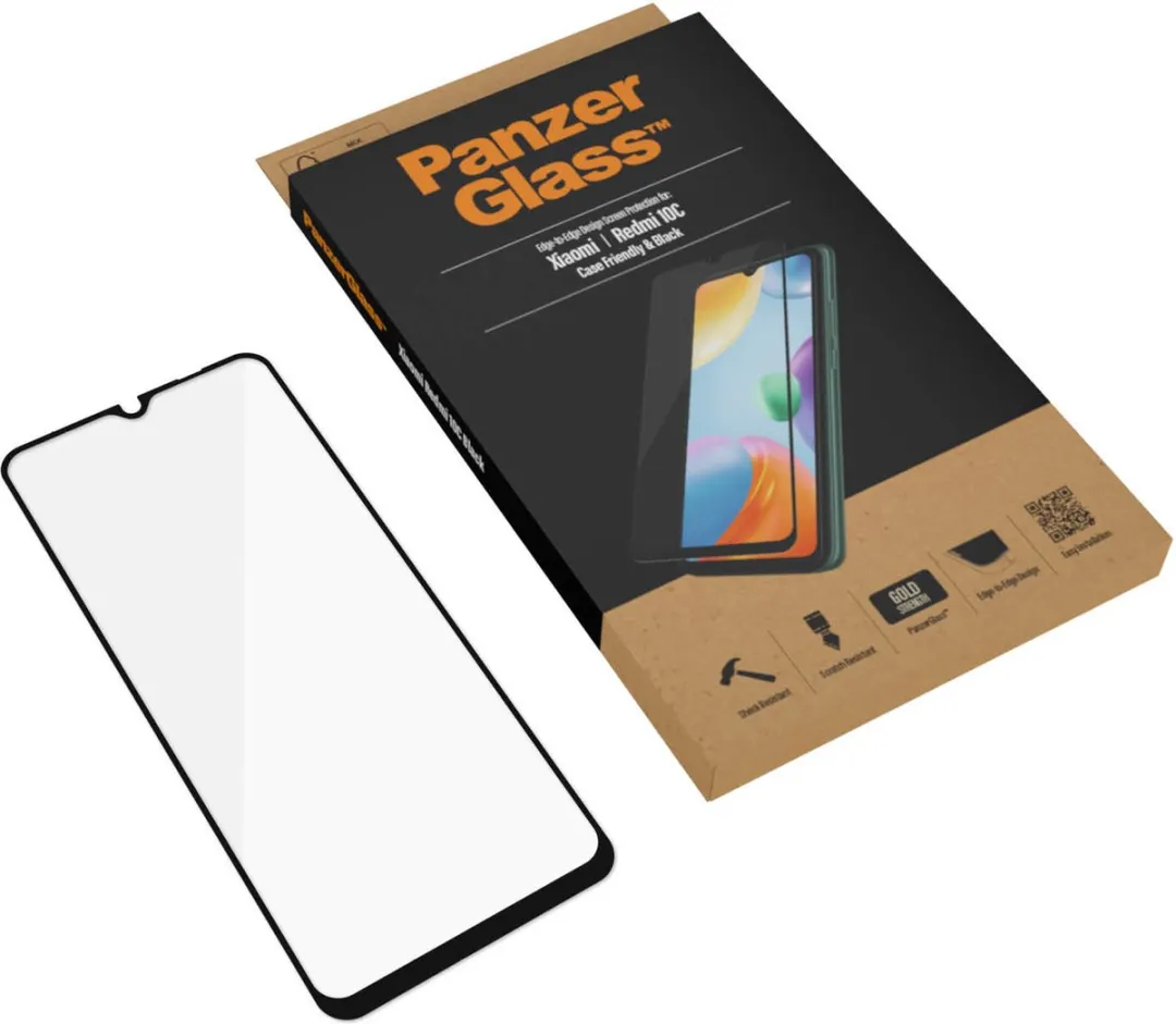PanzerGlass Screen Protector Xiaomi Redmi 10C/12C - Tempered Glas Zwart - afbeelding 5 van 6