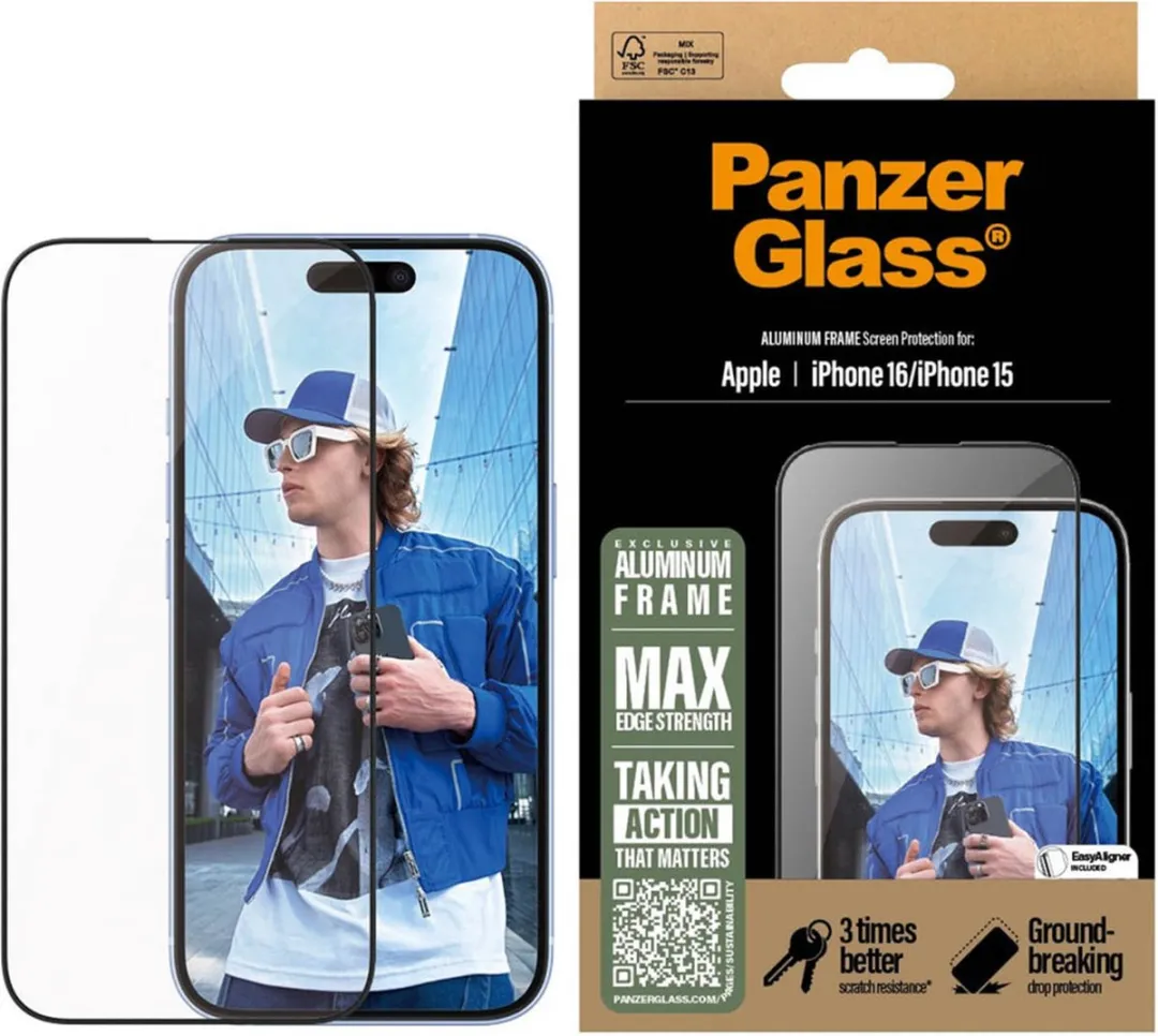 PanzerGlass Ultra-Wide Fit iPhone 16 Screenprotector - Case Friendly