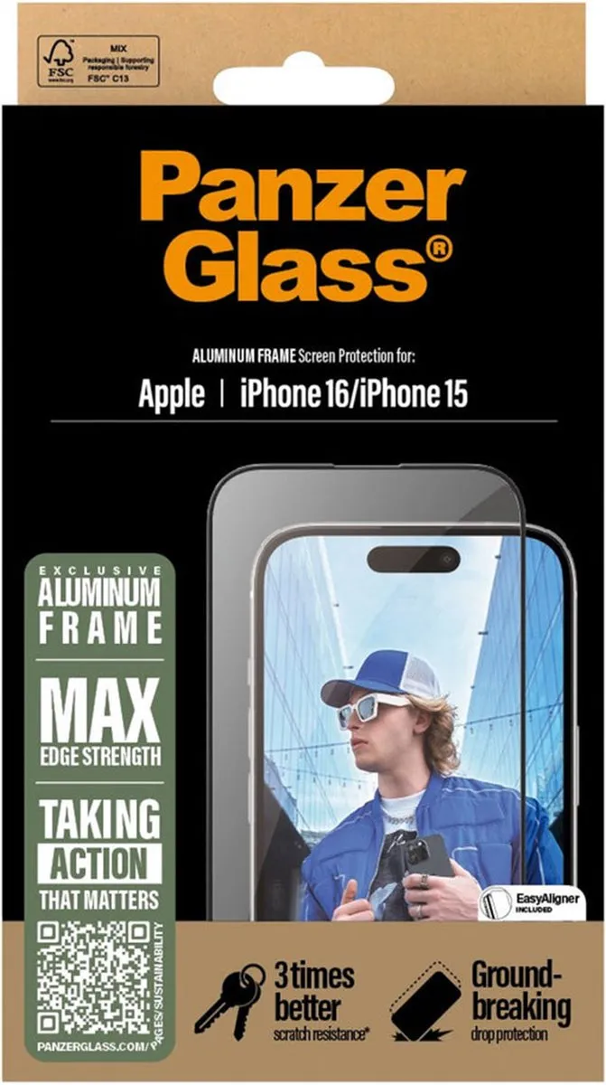 PanzerGlass Ultra-Wide Fit iPhone 16 Screenprotector