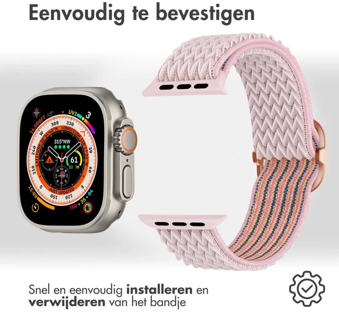 Imoshion Elastisch Nylon Bandje Apple Watch - Roze