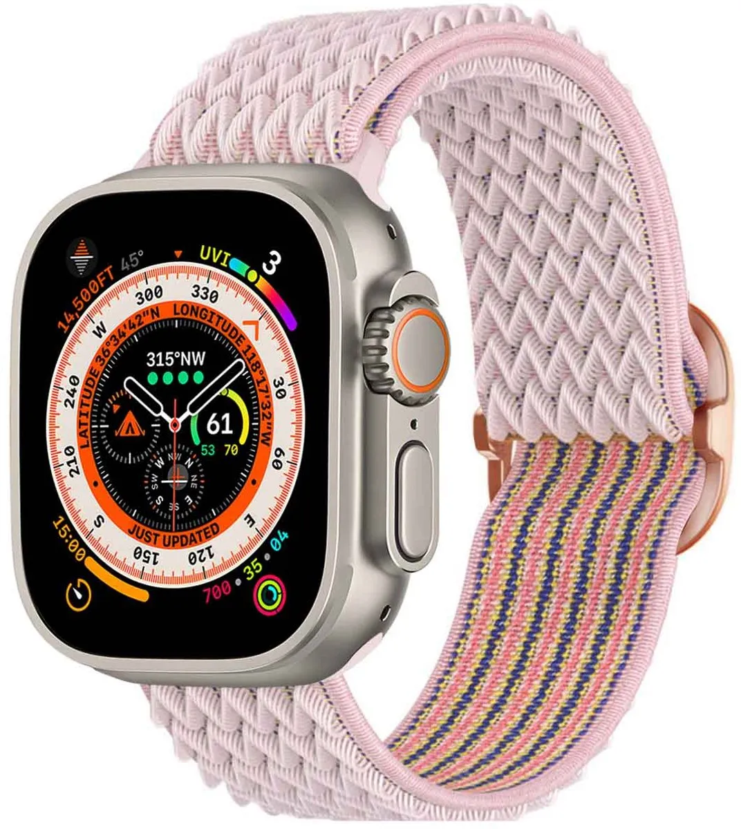 Imoshion Elastisch Nylon Bandje Apple Watch - Roze