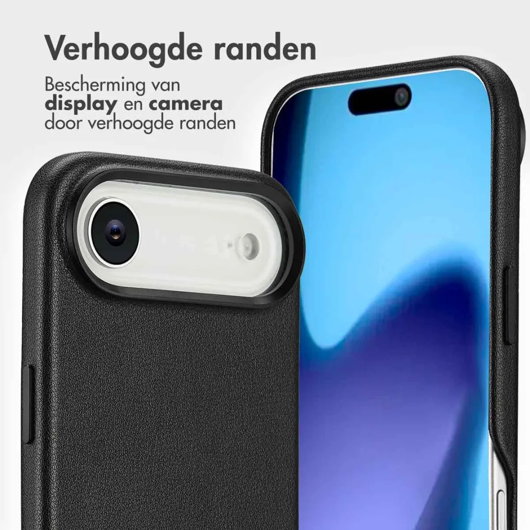 Accezz iPhone 17 Air Hoesje - Leather Bookcase 2-in-1 - 3 Pasjes - Zwart