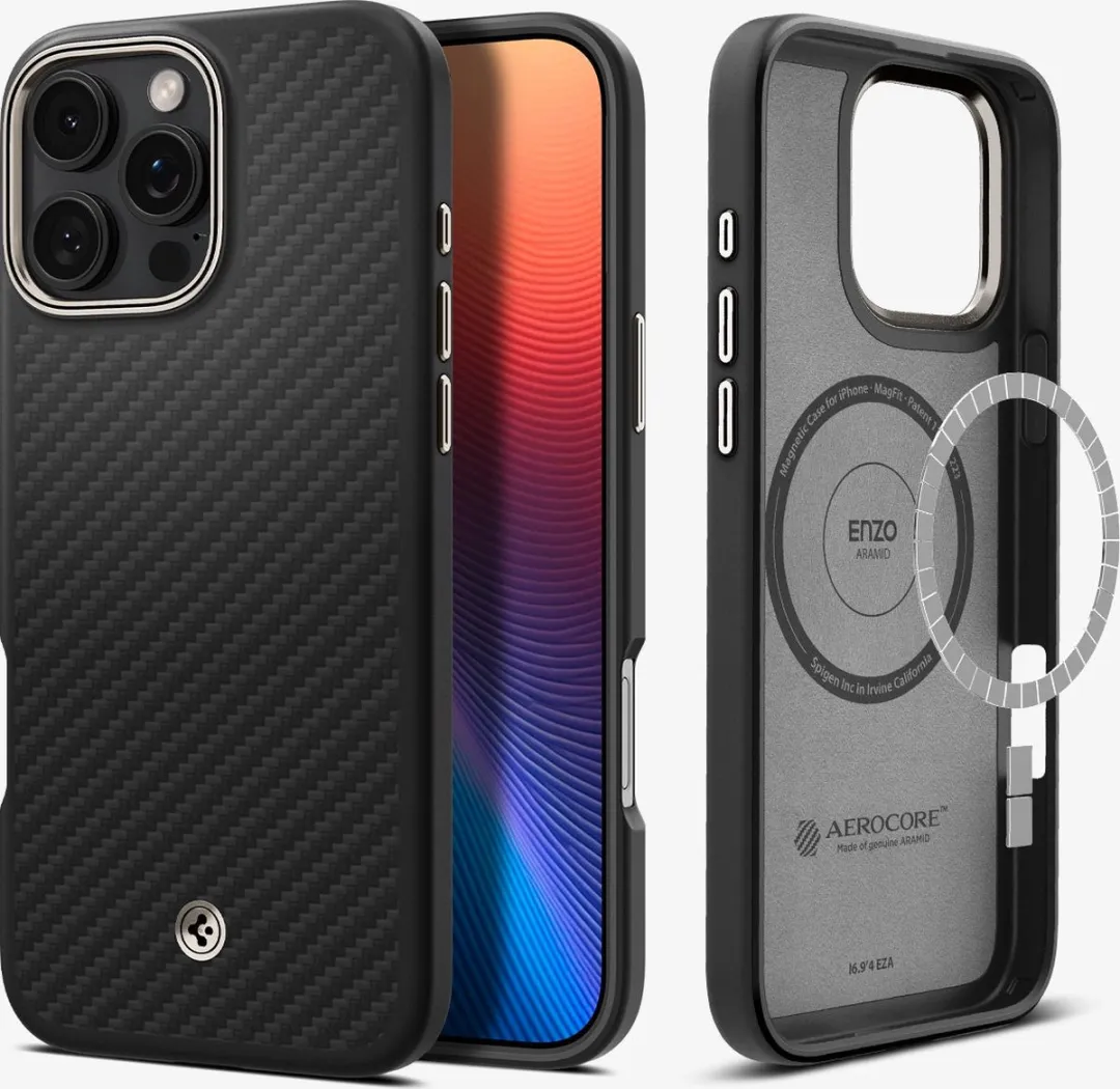 Spigen Enzo Aramid Hoesje iPhone 16 Pro Max - Matte Zwart