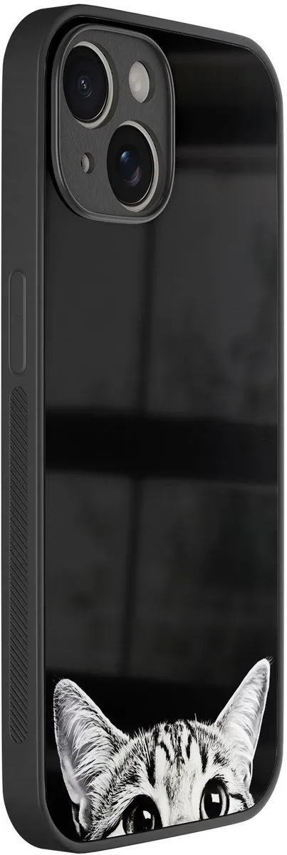 Casevibes iPhone 14 Hoesje - Kat Kiekeboe Print - Zwart