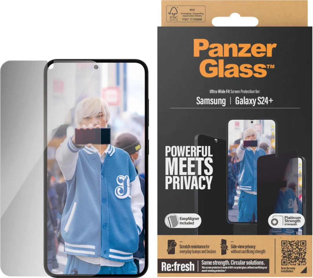 PanzerGlass Ultra-Wide Fit Screenprotector S24 Plus - Privacy Glas - afbeelding 3 van 6