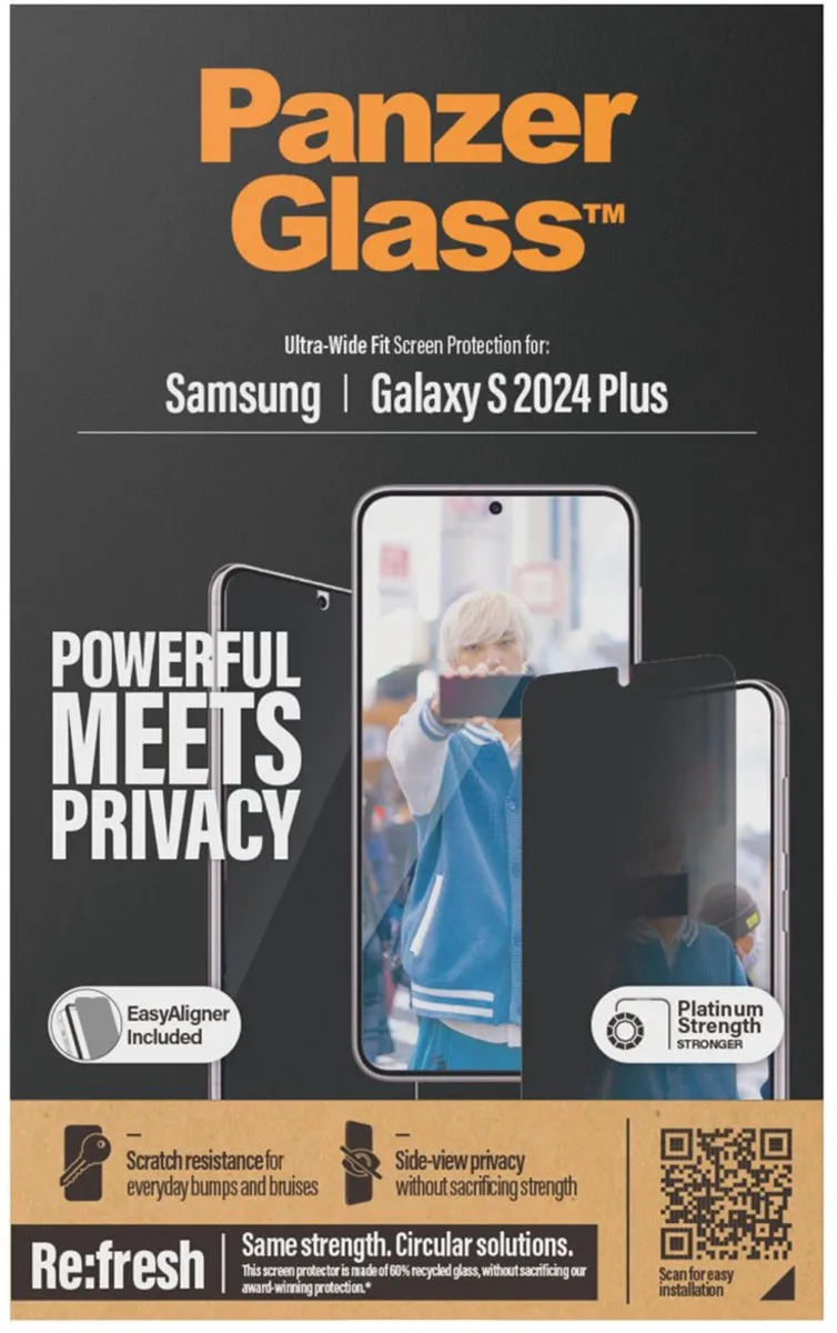 PanzerGlass Ultra-Wide Fit Screenprotector S24 Plus - Privacy Glas - afbeelding 2 van 6