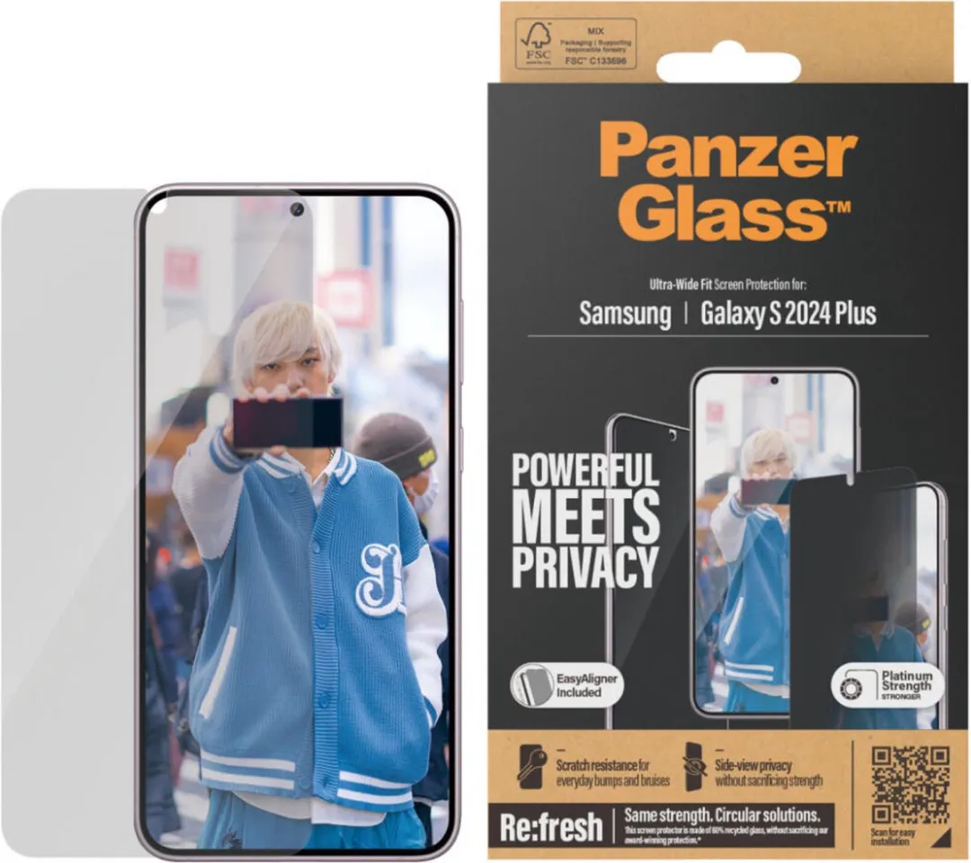 PanzerGlass Ultra-Wide Fit Screenprotector S24 Plus - Privacy Glas - afbeelding 4 van 6