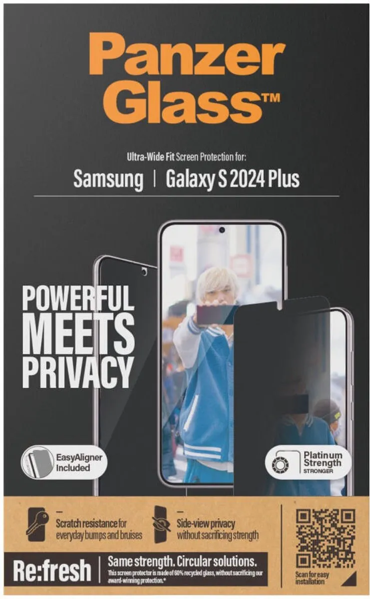 PanzerGlass Ultra-Wide Fit Screenprotector S24 Plus - Privacy Glas - afbeelding 5 van 6