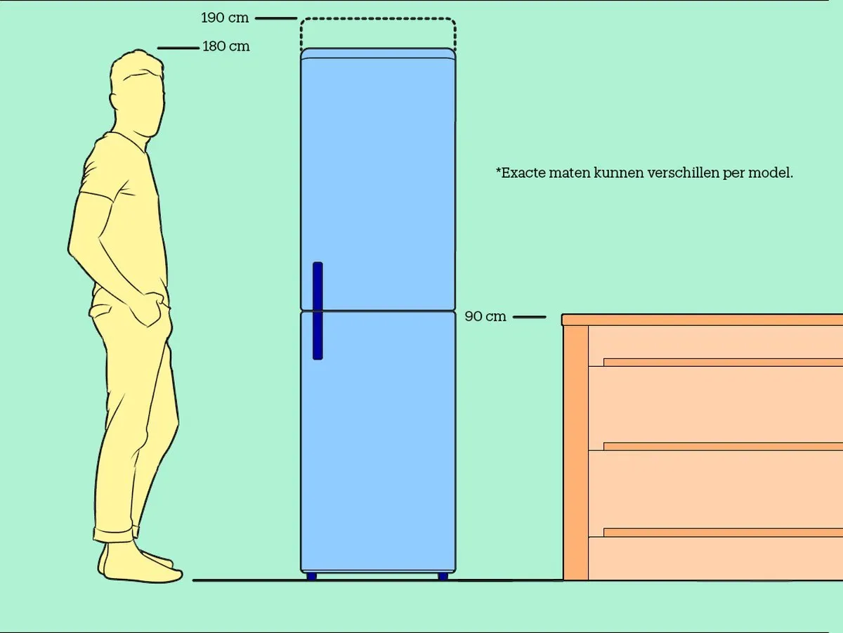 Inventum KV1808B No Frost energiezuinige koel-vriescombinatie - 180 cm hoog - 270 liter - Superkoelen - Supervriezen - Energielabel D - Vrijstaand - Zwart