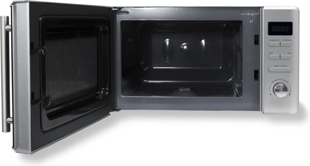 Inventum MN207S - Vrijstaande solo-magnetron - 20 liter - 800 watt - 8 kookprogramma's - RVS/Zwart