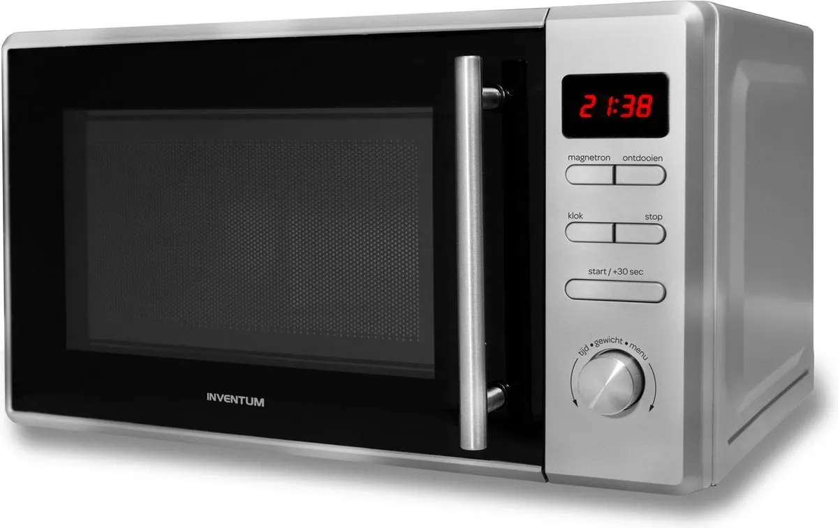 Inventum MN207S - Vrijstaande solo-magnetron - 20 liter - 800 watt - 8 kookprogramma's - RVS/Zwart