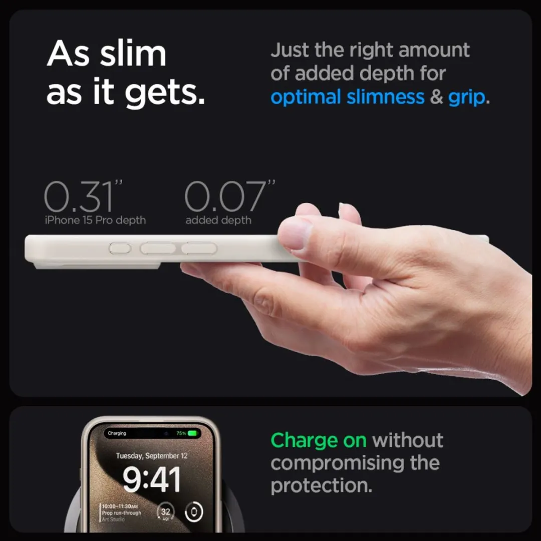 Spigen Ultra Hybrid MagSafe iPhone 15 Pro Hoesje - Frost Natural Titanium - 12157 - afbeelding 6 van 6