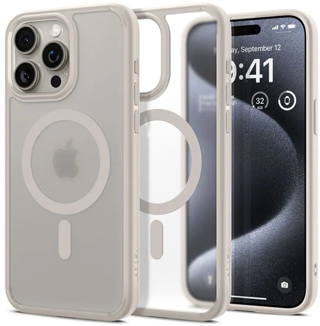 Spigen Ultra Hybrid MagSafe iPhone 15 Pro Hoesje - Frost Natural Titanium - 12157