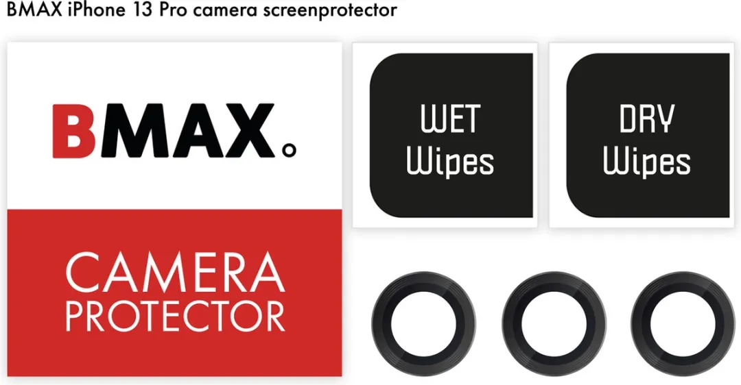 BMAX iPhone 13 Pro Camera Beschermglas - Zwart