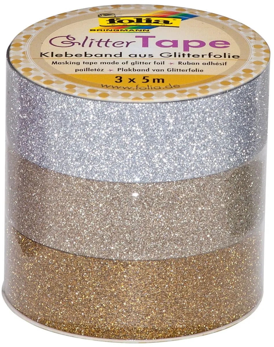 Folia Glittertape 28301 - Zilver & Goud - 3 Stuks