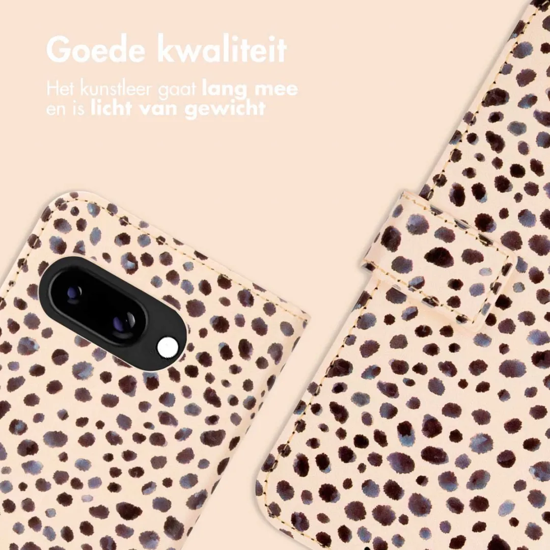 Imoshion Bookcase Hoesje Google Pixel 9a - 3 Pasjes - Black And White Dots