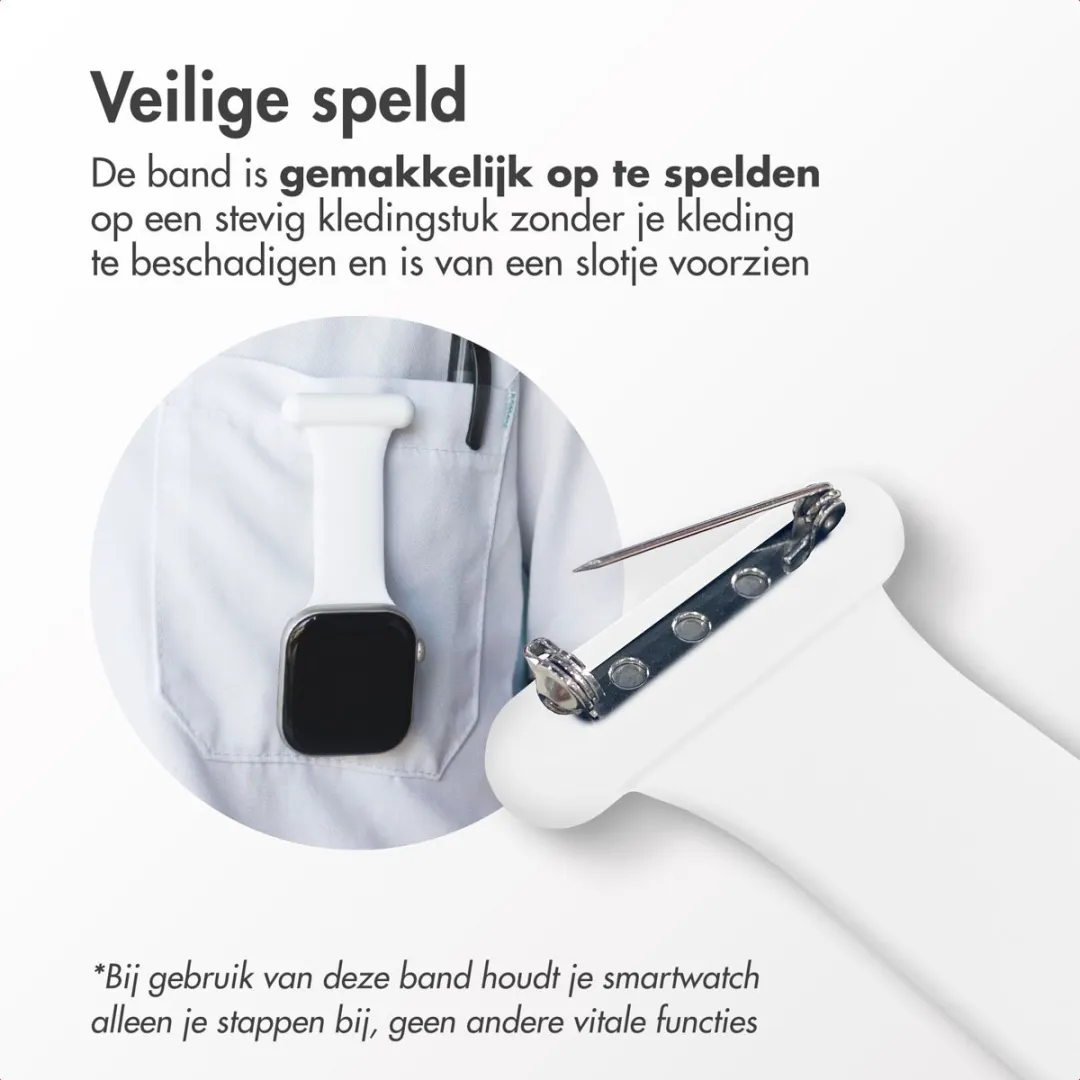 Verpleegkundige siliconen bandje - Geschikt voor Apple Watch 1, 2, 3, 4, 5, 6, 7, 8, 9, 10, 11 (42 mm), SE - 38/40/41 mm - Wit
