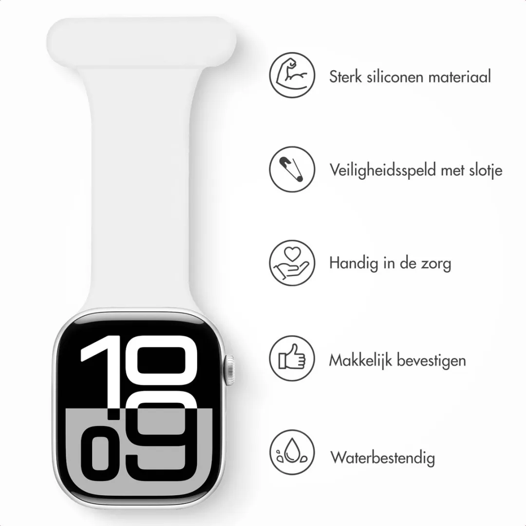 Verpleegkundige siliconen bandje - Geschikt voor Apple Watch 1, 2, 3, 4, 5, 6, 7, 8, 9, 10, 11 (42 mm), SE - 38/40/41 mm - Wit