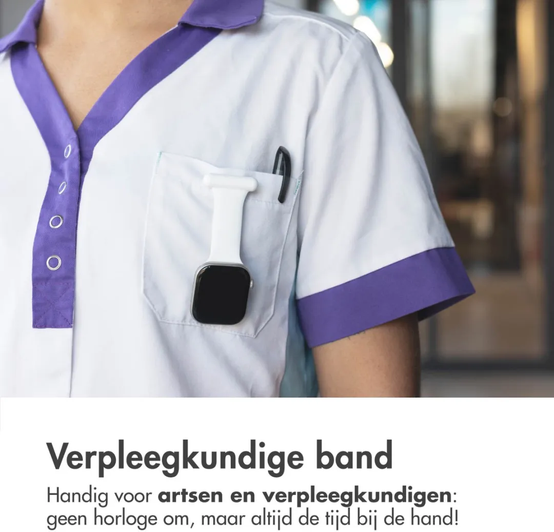 Verpleegkundige siliconen bandje - Geschikt voor Apple Watch 1, 2, 3, 4, 5, 6, 7, 8, 9, 10, 11 (42 mm), SE - 38/40/41 mm - Wit