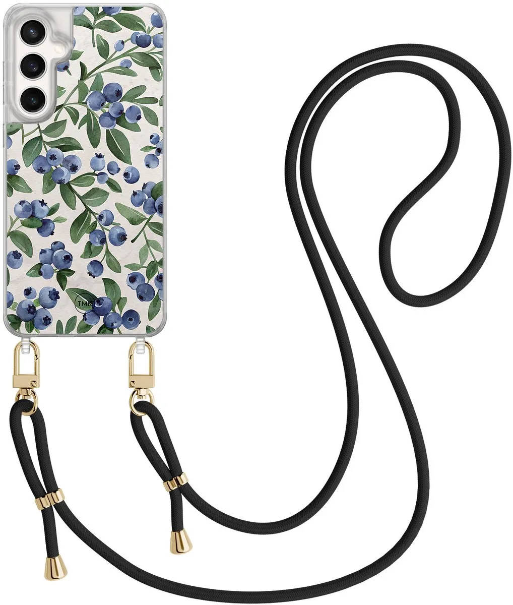 Casevibes S24 FE Telefoonhoesje - Blauw Crossbody - Blueberries Print - CV/S/S24FE/C/024