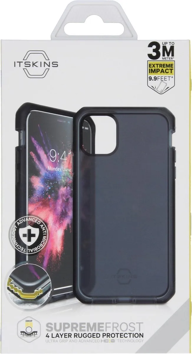 Itskins Supreme Frost Cover iPhone 11 Pro IT-SPFRL3-IP11P-BLK - Grijs/Zwart