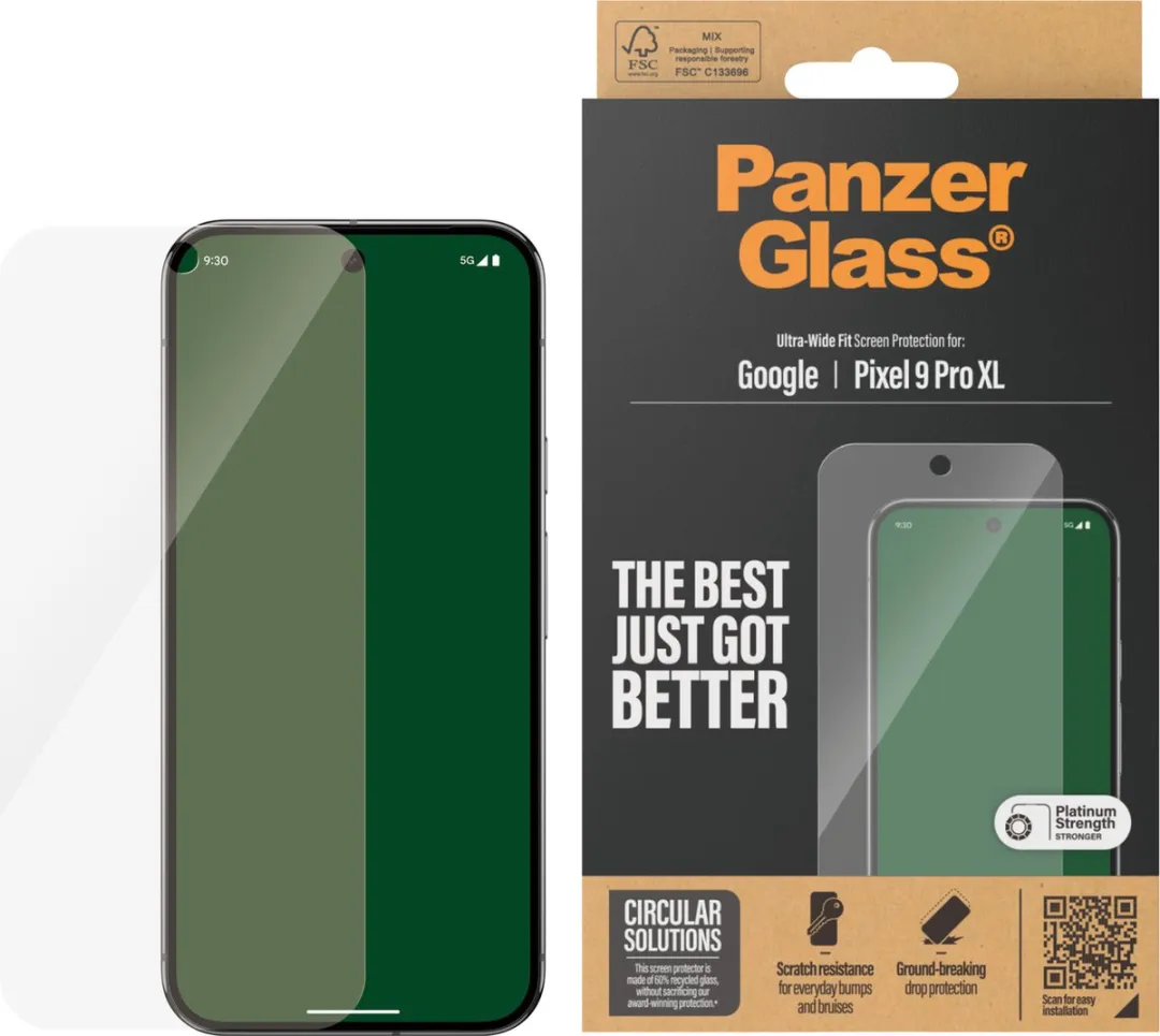 PanzerGlass Ultra-Wide Fit Screenprotector Google Pixel 9 Pro XL - Antibacterieel