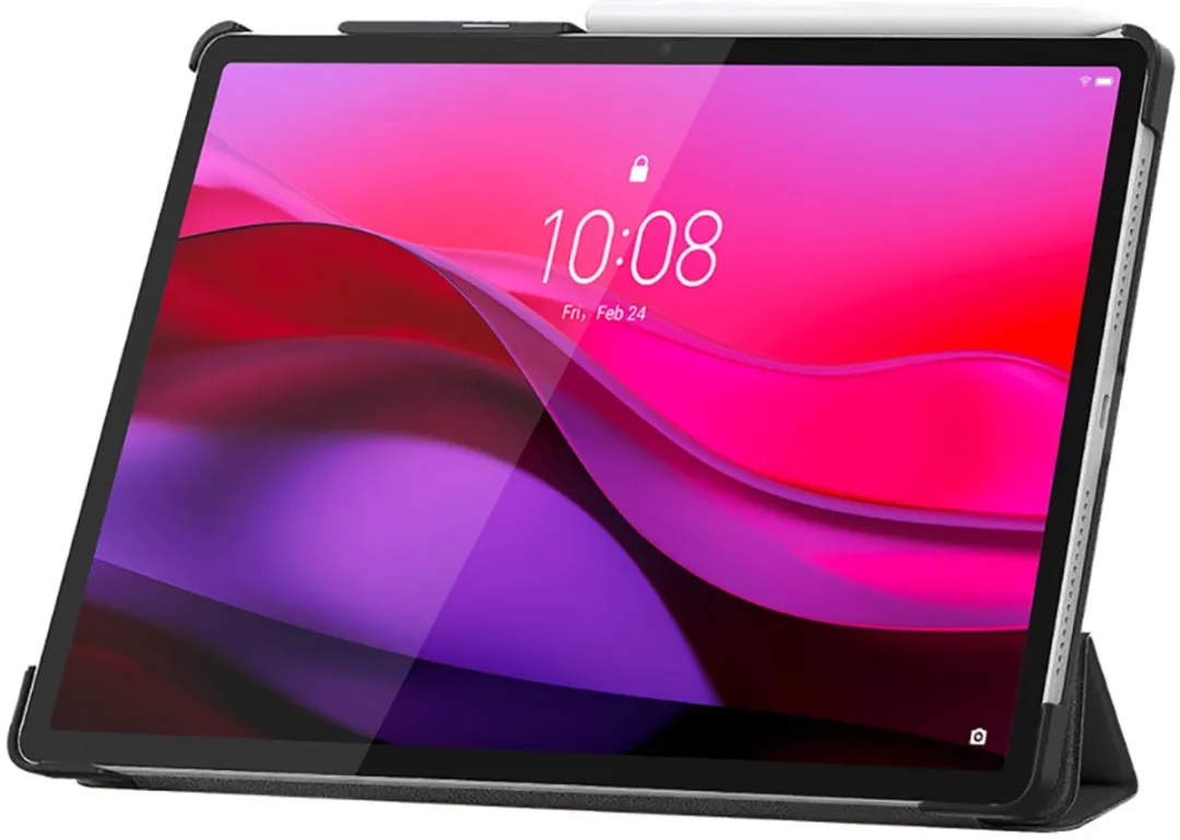Just in Case Cazy TriFold Bookcase Hoes - Lenovo Yoga Tab Plus 12" - Zwart - afbeelding 6 van 6