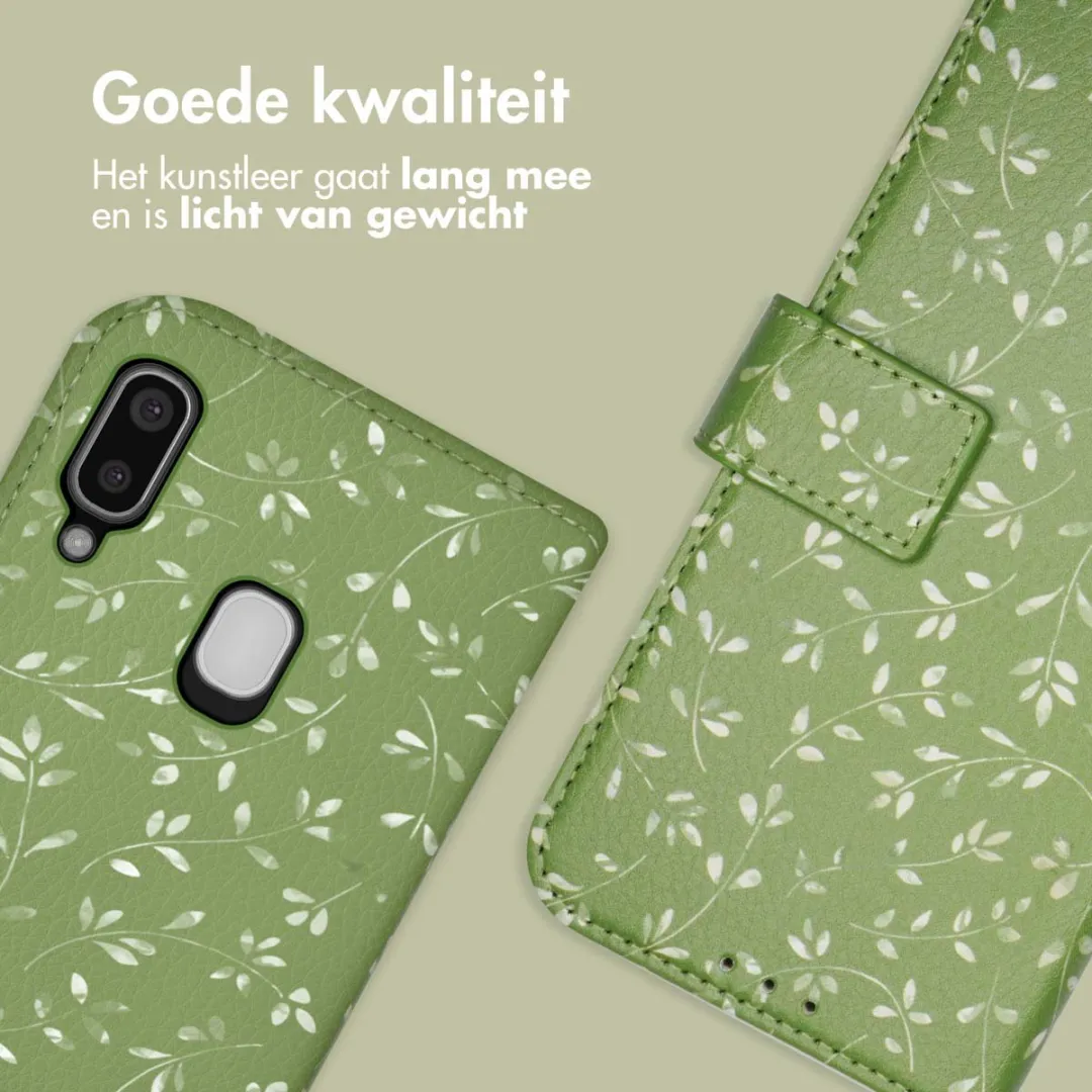Imoshion Samsung Galaxy A20e Hoesje Green Flowers - 3 Pasjes