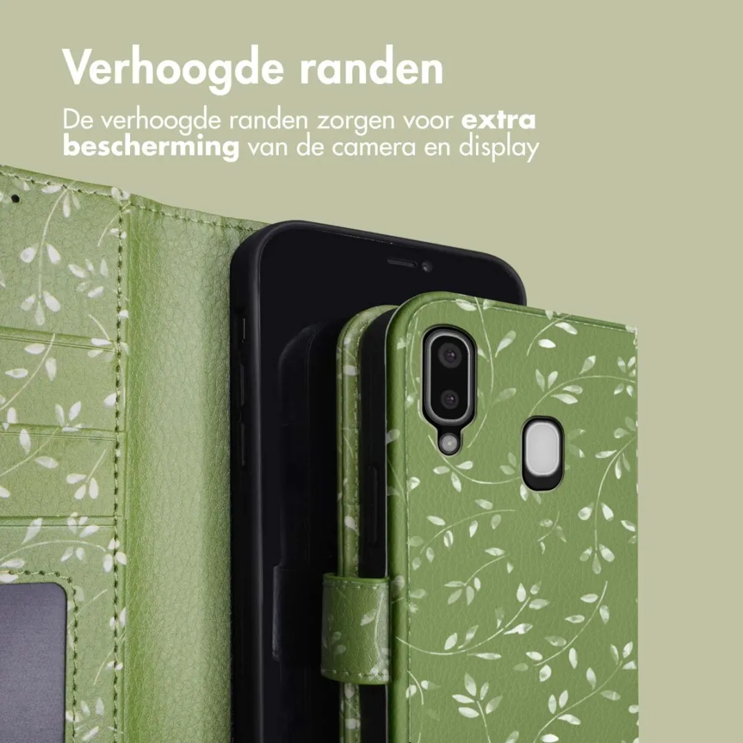 Imoshion Samsung Galaxy A20e Hoesje Green Flowers - 3 Pasjes - afbeelding 6 van 6