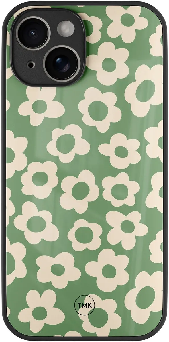Casevibes iPhone 14 Hoesje Retro Cute Flowers Groen