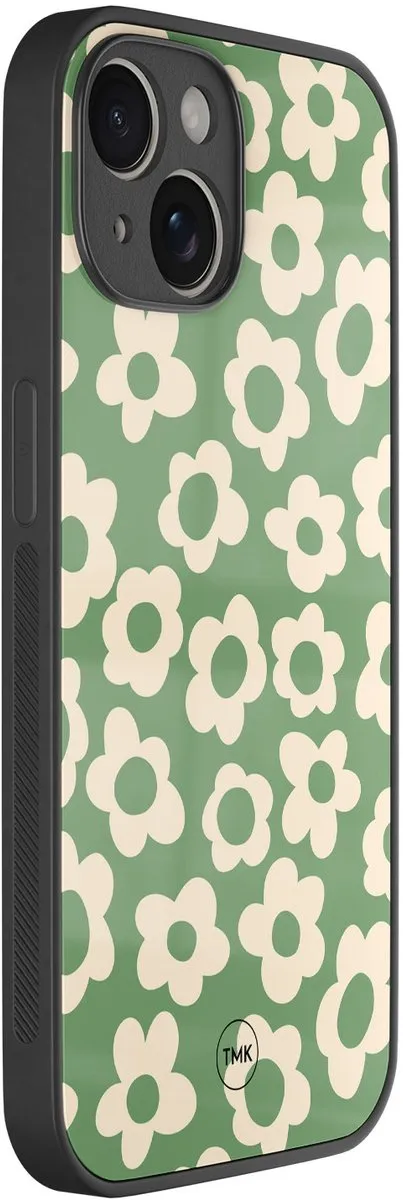 Casevibes iPhone 14 Hoesje Retro Cute Flowers Groen - TPU