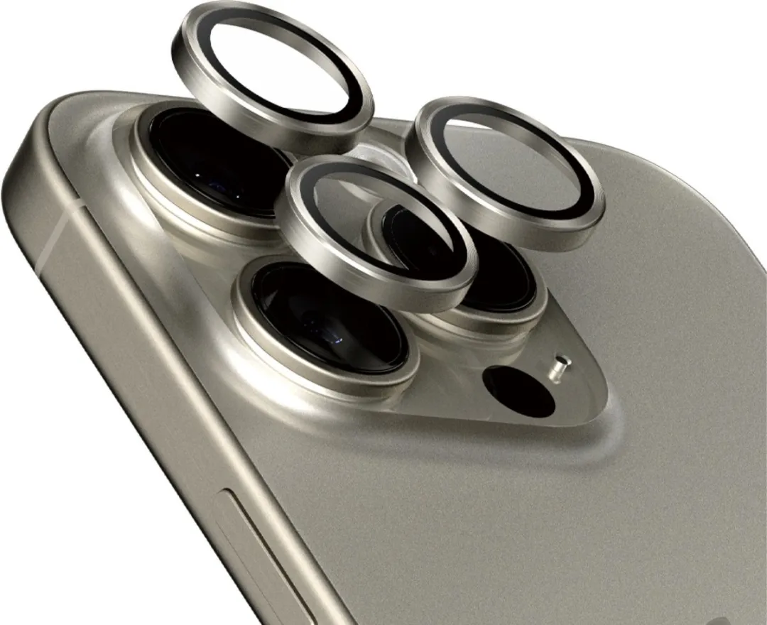 PanzerGlass Optical Hoop Rings iPhone 15 Pro/Pro Max - Camera Lens Glas - Titanium Grijs