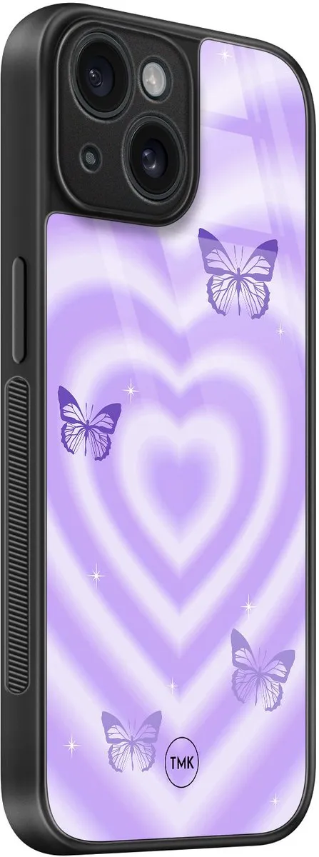 Casevibes iPhone 15 Hoesje - Vlinders Retro Paars - TPU