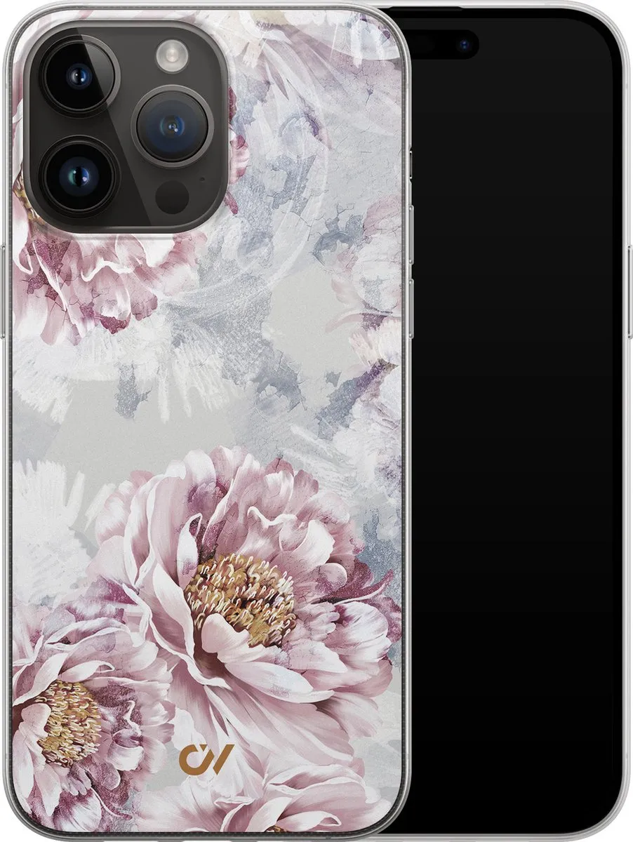 Casevibes iPhone 14 Pro Max Hoesje Floral Print Beige