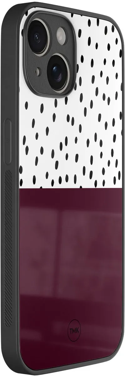 Casevibes iPhone 14 Hoesje - Paars met Burgundy Dots