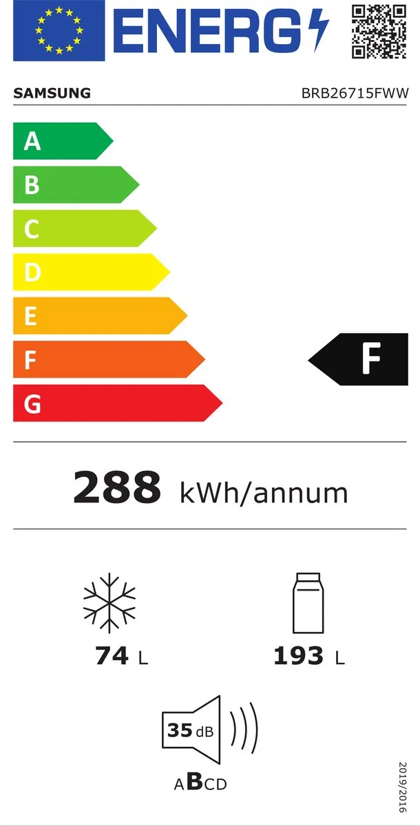 Samsung BRB26715FWW Inbouw Koelvriescombinatie 267L - Wit