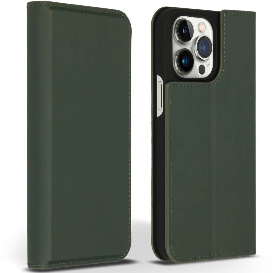 Accezz Hoesje iPhone 14 Pro Max Premium Leather Slim Bookcase - Groen