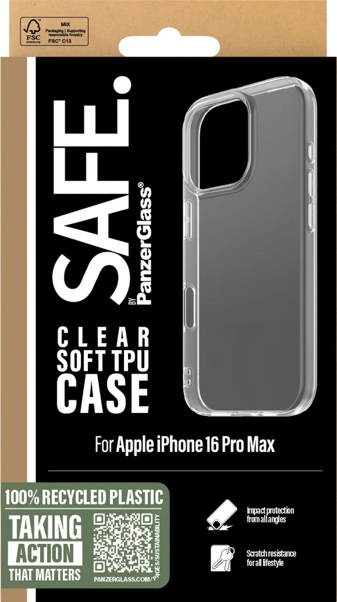 PanzerGlass SAFE. by TPU iPhone 15 Pro Max Hoes - Transparant
