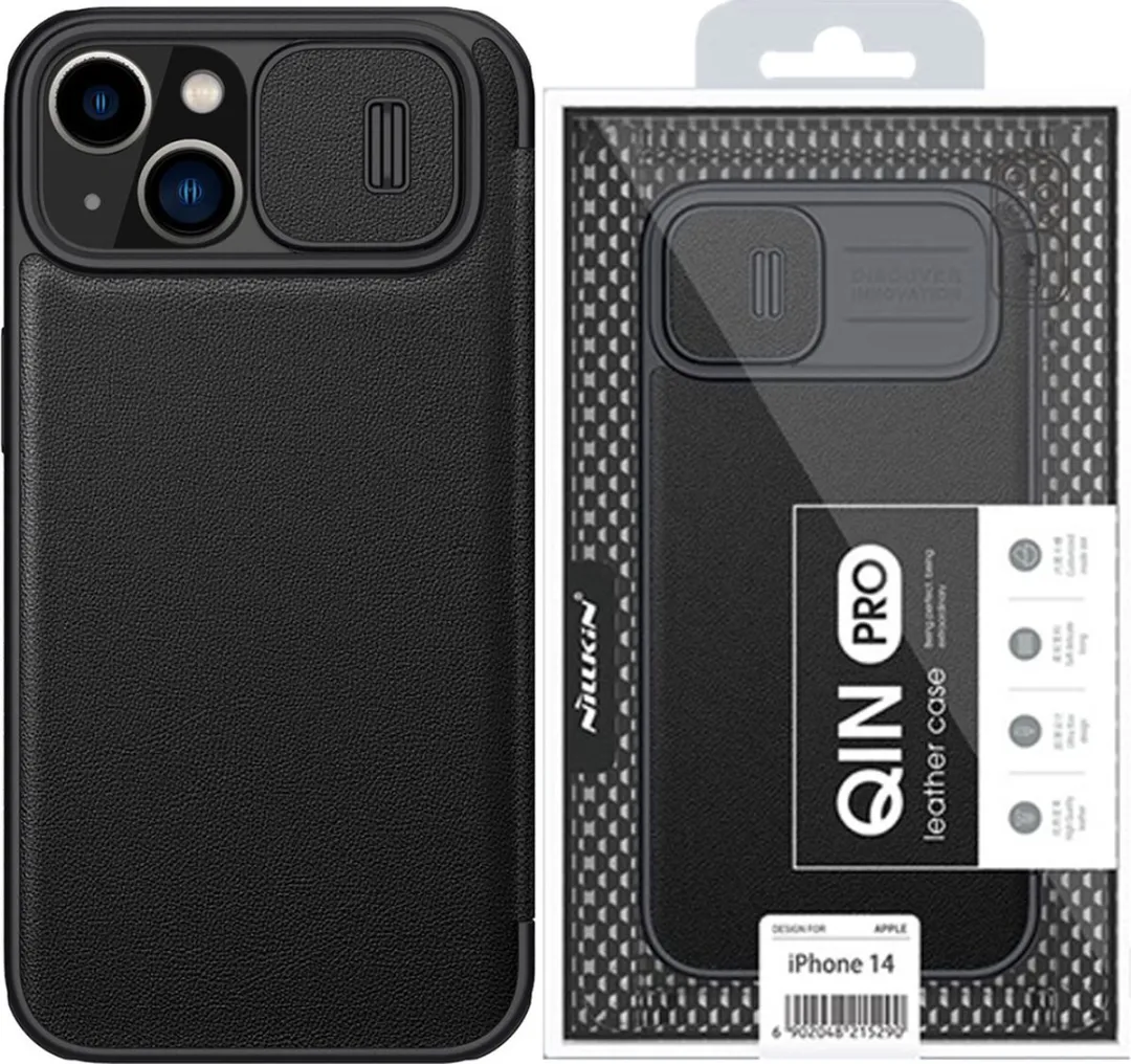 Nillkin Qin Pro iPhone 14 Plus Hoesje - Kunstleer Zwart - afbeelding 2 van 6