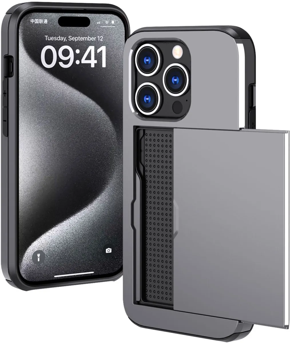 Imoshion Hoesje iPhone 15 Pro - Grijs - 2 Pasjes