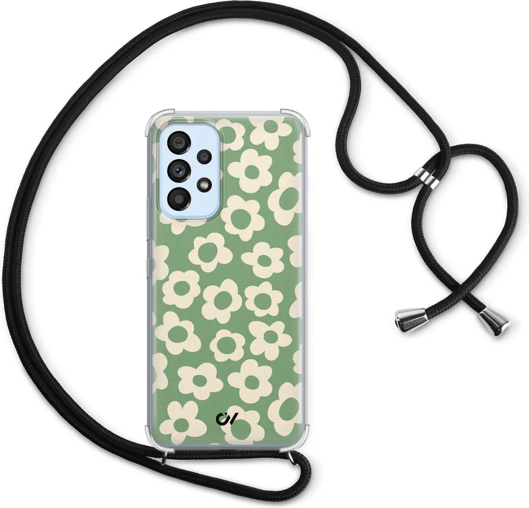 Casevibes Telefoonhoesje Samsung A53 C/A53/UV/016 - Groen Retro Cute Flowers