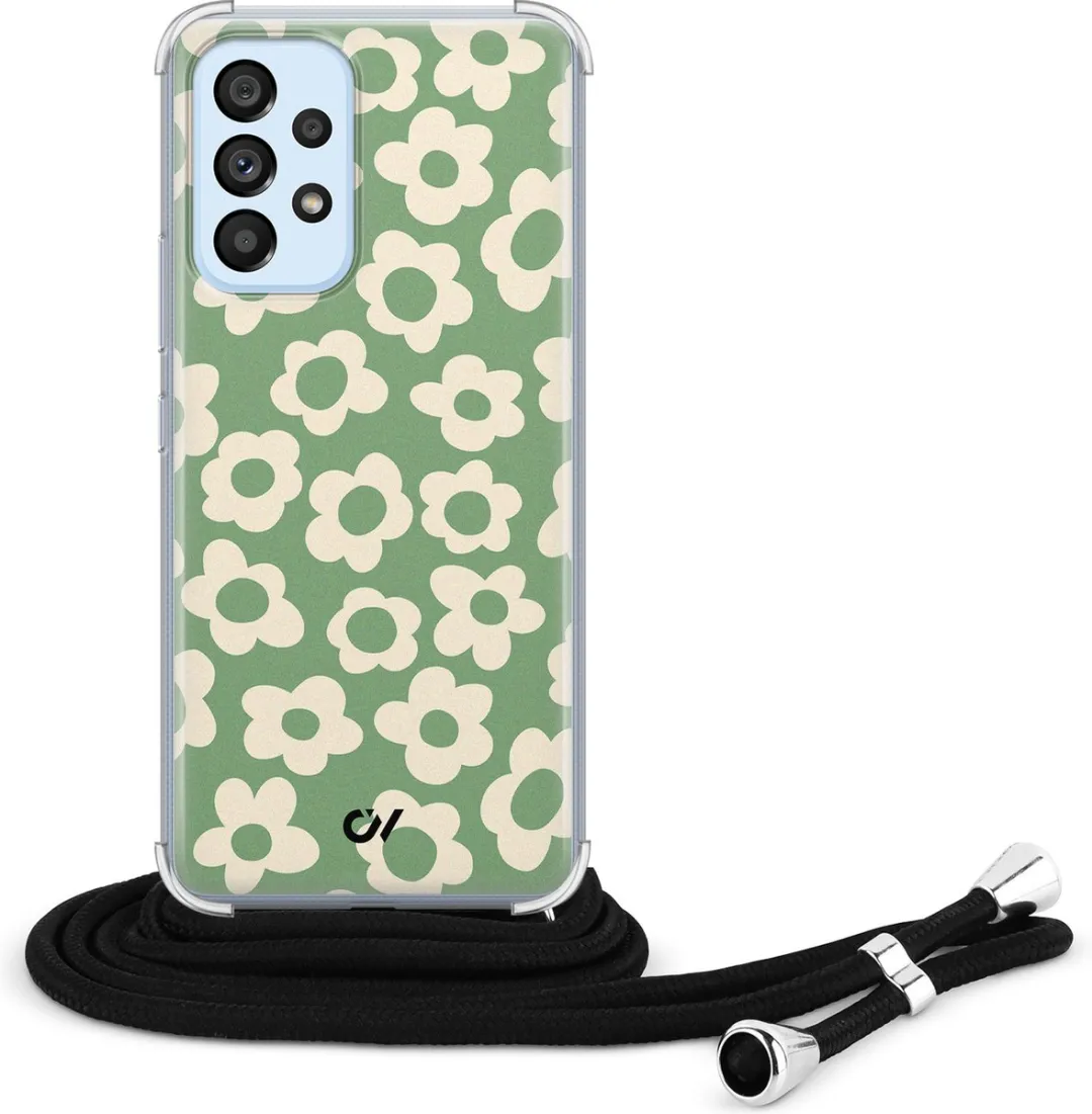 Casevibes Telefoonhoesje Samsung A53 C/A53/UV/016 - Groen Retro Cute Flowers