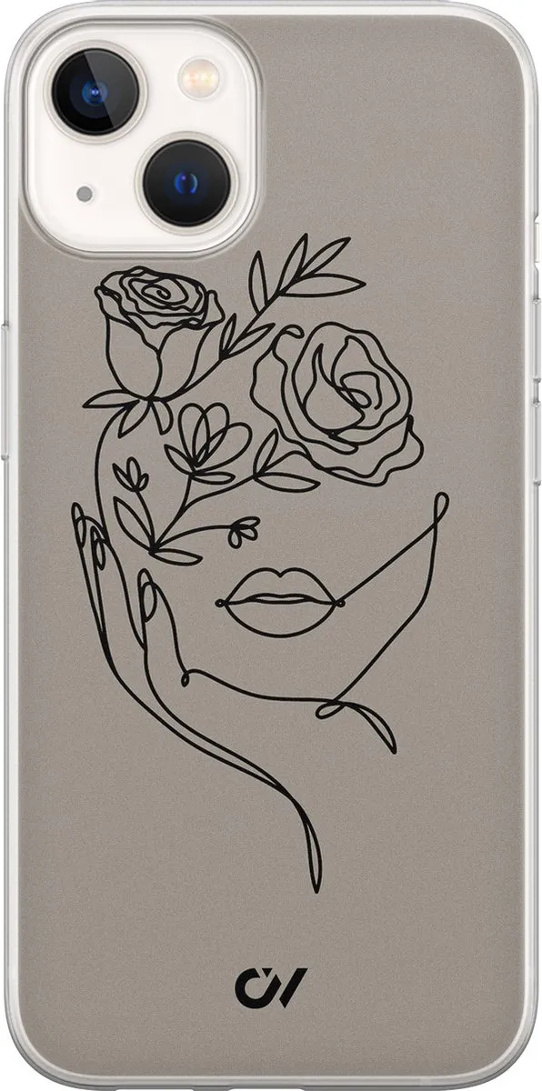 Casevibes iPhone 13 Hoesje Oneline Face Flower