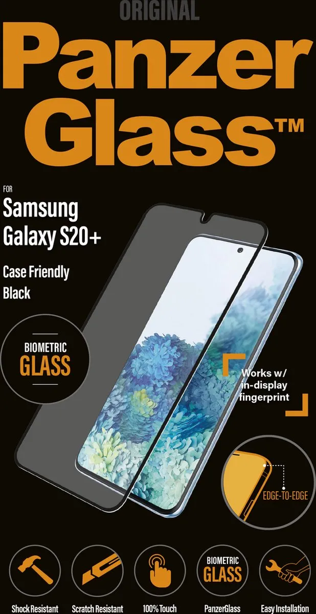 PanzerGlass Screenprotector Samsung Galaxy S20 Plus - Zwart