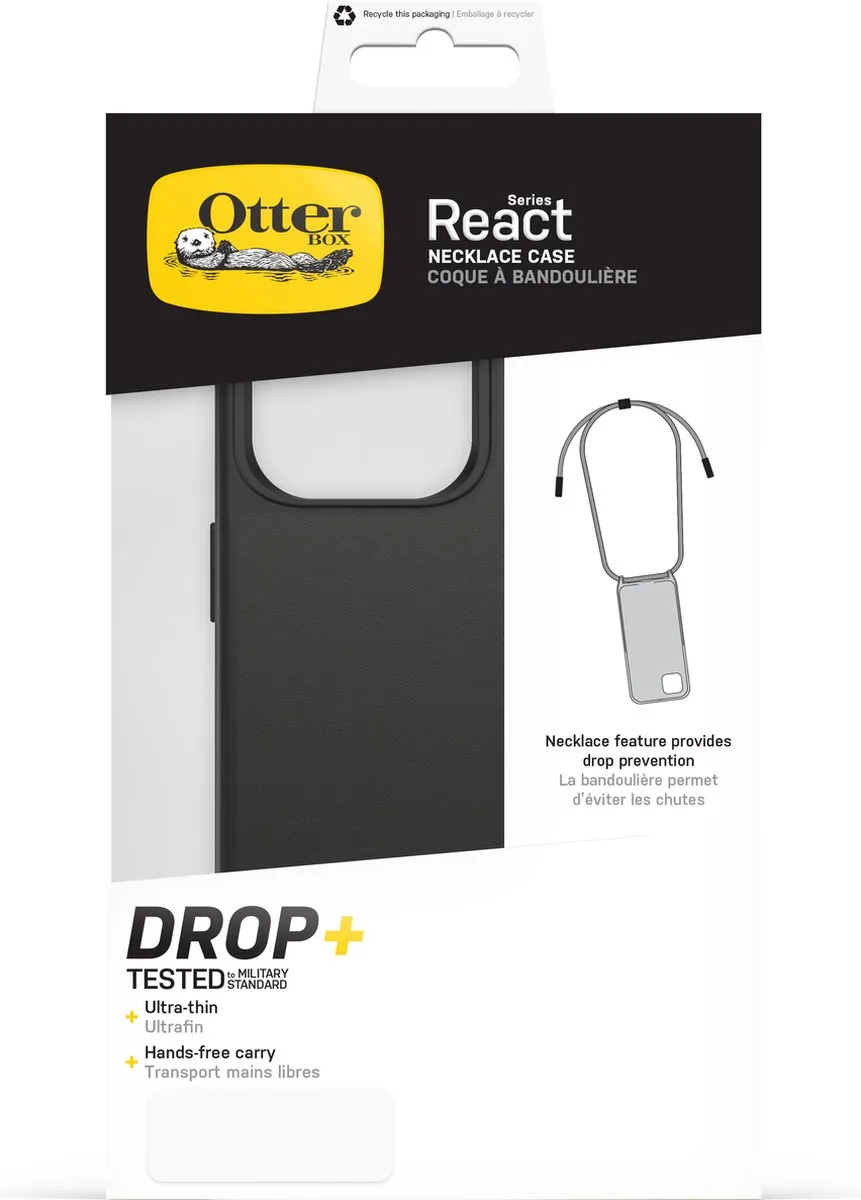 OtterBox React Necklace MagSafe iPhone 15 Pro - Zwart