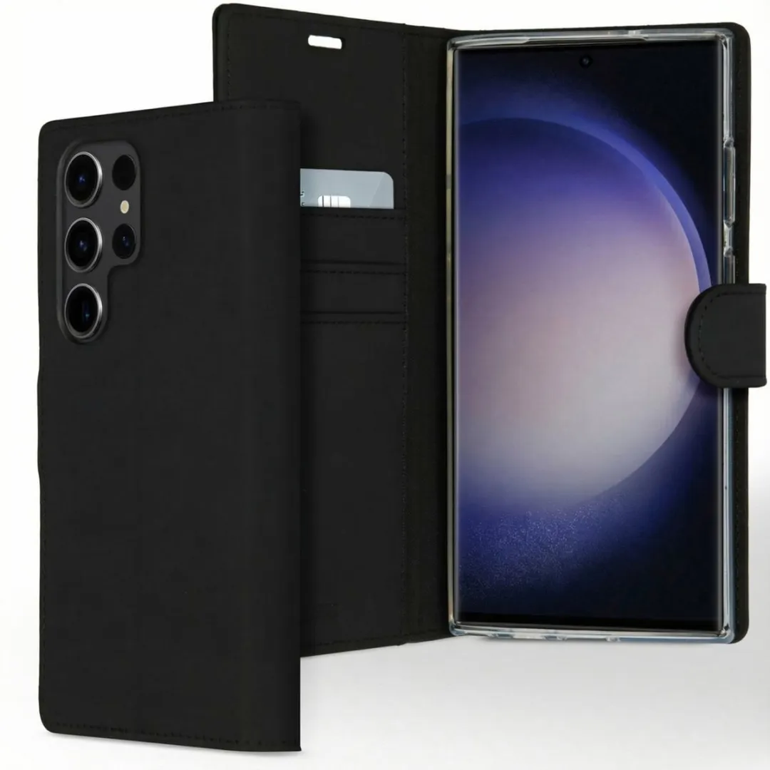 Accezz Hoesje Samsung Galaxy S23 Ultra - Wallet Softcase - 3 Pasjes - Zwart