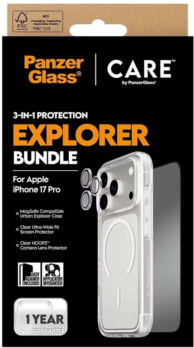 PanzerGlass iPhone 17 Pro 3-in-1 Beschermingspakket - Transparant