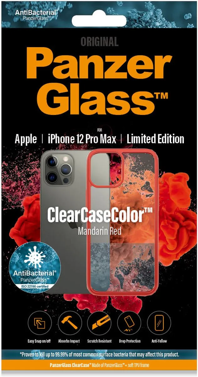 PanzerGlass ClearCaseColor PZ-0281 iPhone 12 Pro Max Hoesje - Mandarin Red